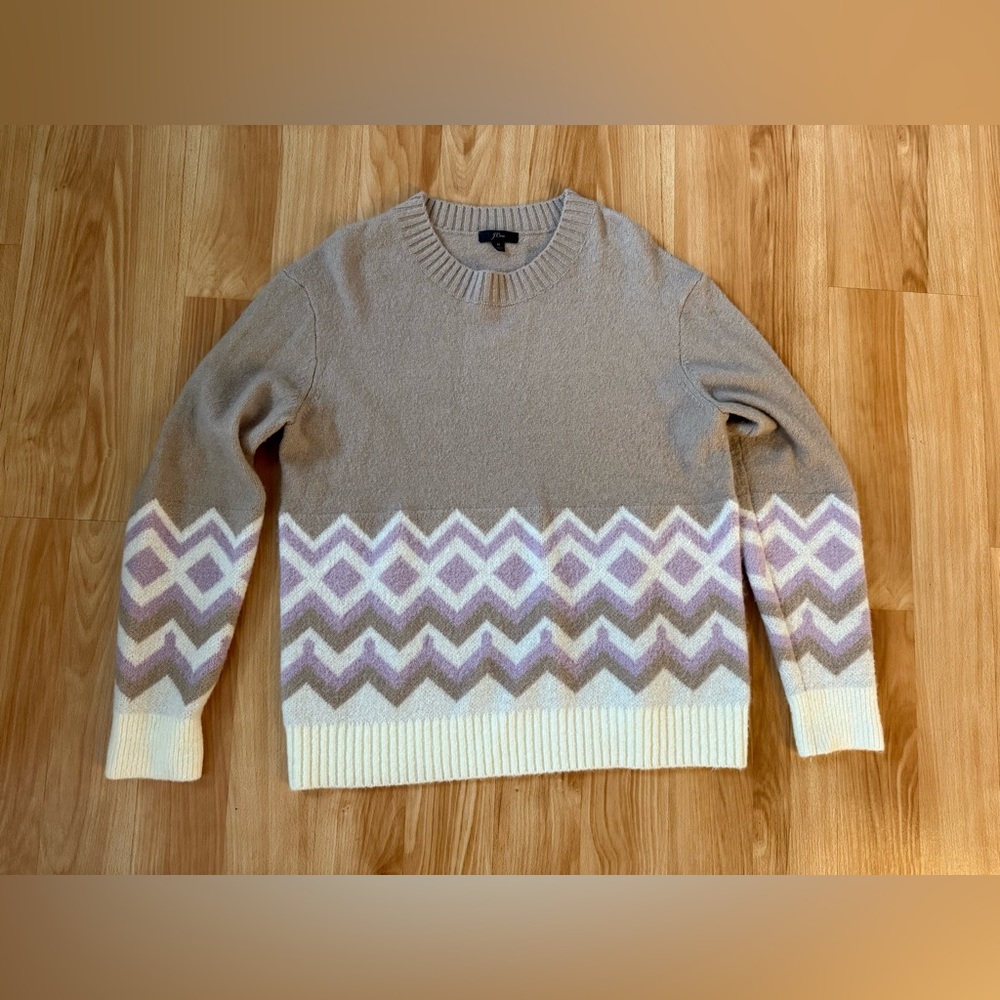J. Crew Beige and Cream Chevron Sweater